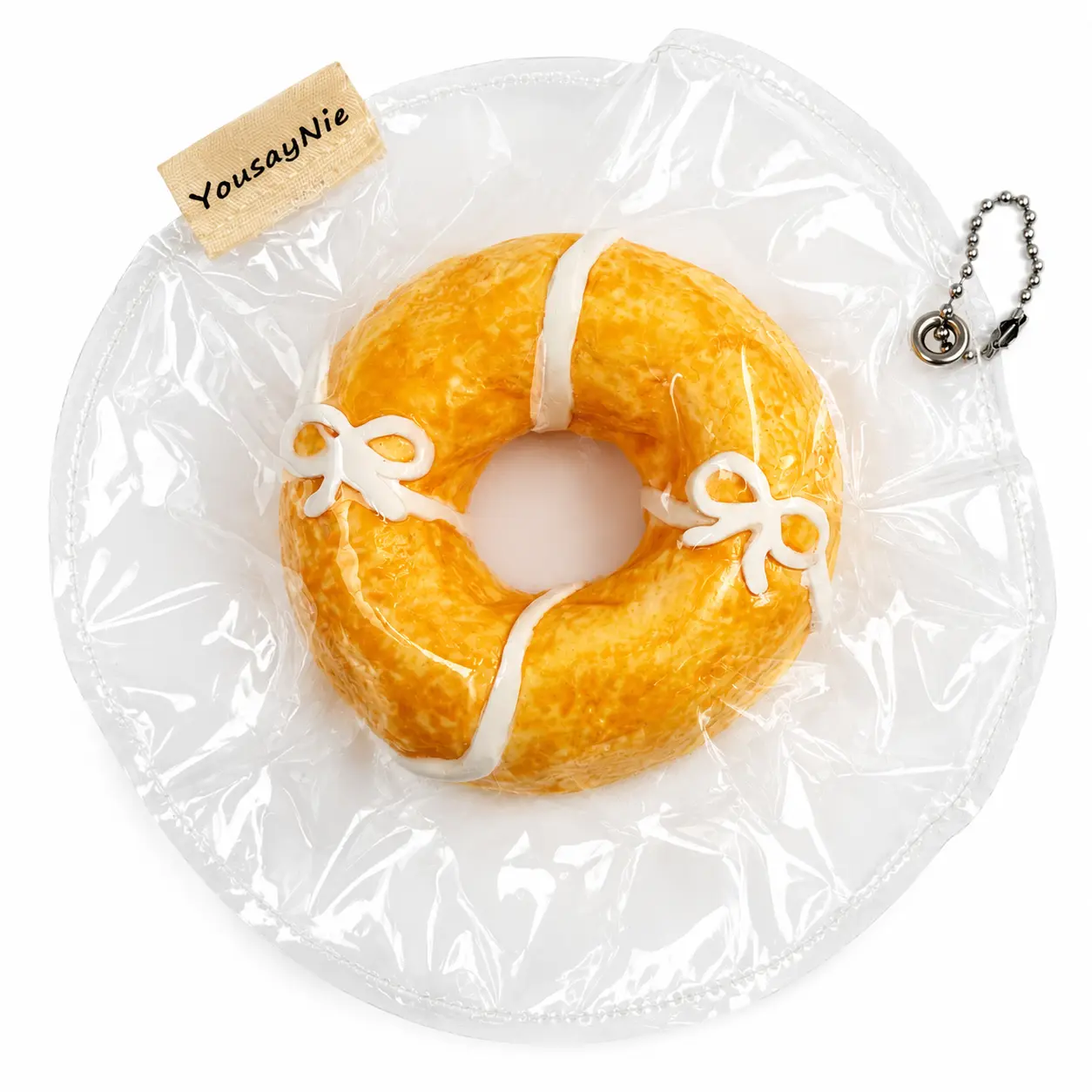 [YousayNie Taba Squishy] Cute Bowknot Donut Squishy, Lightly Moldable Squishy Donut, Giant Yellow Fidget Toy with Slow Rebound, Super soft ASMR Squishy Squeeze Feature for Play & Relaxation