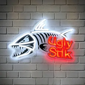 Fishing Theme LED Neon Sign – USB Powered Dimmable Acrylic Wall Decor for Fishing Tackle Shops, Outdoor Sports Bars, Man Caves & Night Market Stalls