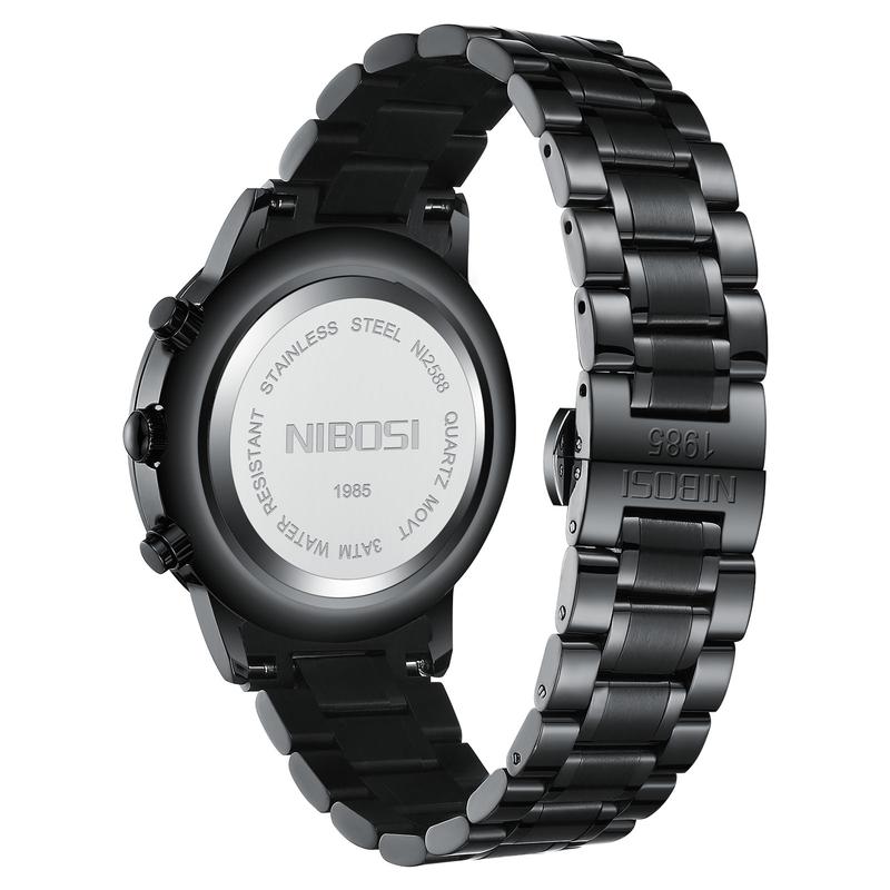 【Clearance sale】NIBOSI Men's Watches Analog Minimalist Black Dial Watches for Men Business Chronograph Military Casual Wrist Watches Stainless Steel Strap Date