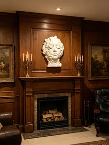 Vintage Face Bust Wall Sculpture - Sandstone Texture 3D Relief Wall Art Decor for Living Room, Fireplace