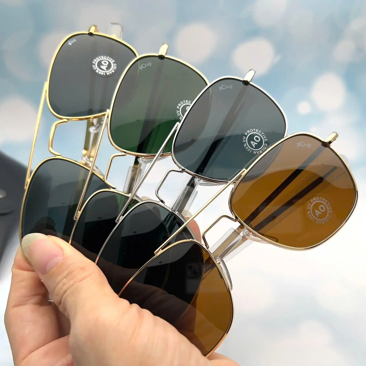 American Optical (AO) Classic Aviator US Pilot Sunglasses – Polarized Glass Lenses with Maximum Anti-Glare & 100% UV Protection FullBox