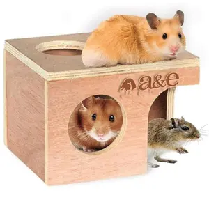 A&E Cage NB002 Medium Hamster & Gerbil Hut - 6.25x5.12x4.5 in, Natural Look, All Natural, Boredom Relief, No Nails or Staples, Unfinished Look