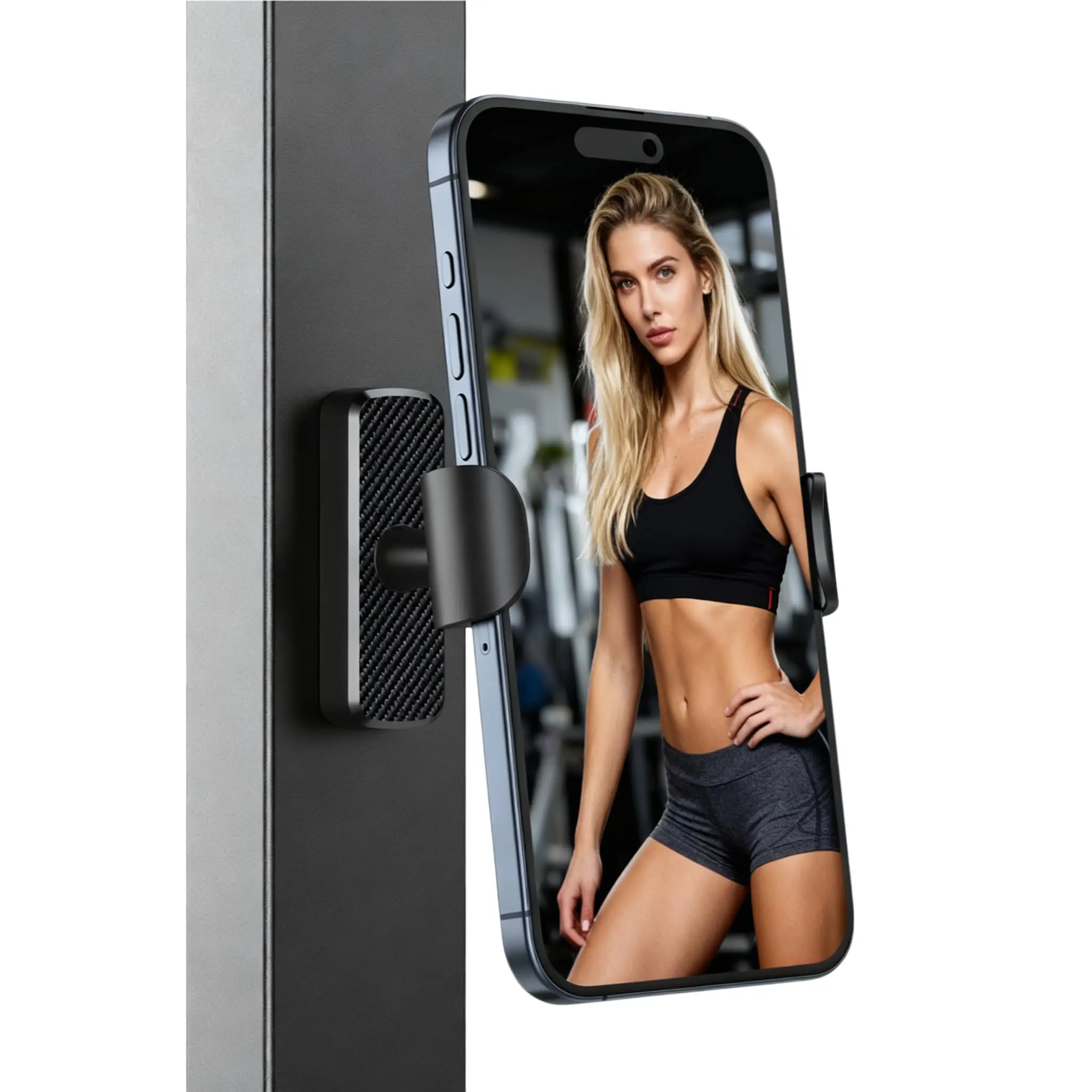Magnetic Phone Holder for Gym, 360° Adjustable Strong Magnet Base Mount, Universal Magnetic Phone Mount for Workout Recording on All Smartphones