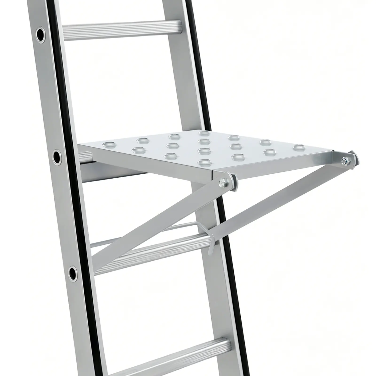 summerwins Heavy Duty Ladder Work Platform Accessory - Sturdy and Durable Foldable Iron Stand, 330.69 lbs Load Capacity, 5.25 lbs Anti-Slip Convex Holes Tool Holder, Easy to Move/Clean, Ideal for Home Maintenance, Decorating, Wiring, 26.5*35*43.5cm