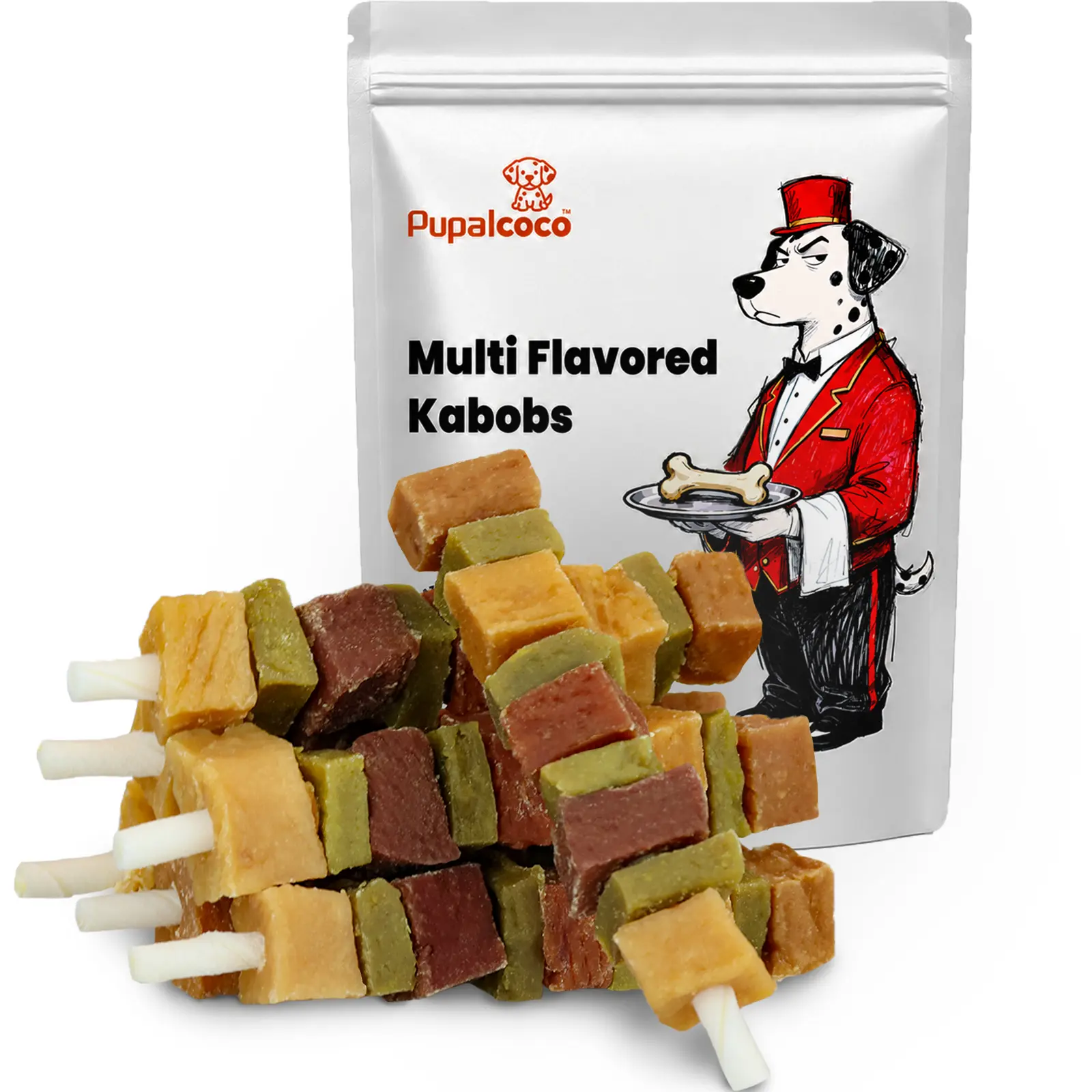 Dog Treats, Multi-Flavored Kabobs Dog Snacks, High Protein Dog Chews, Made with Real Chicken, Duck, Beef, Rabbit, Salmon, Natural Dog Training Treats for Small Medium Large Dogs, 10.6oz