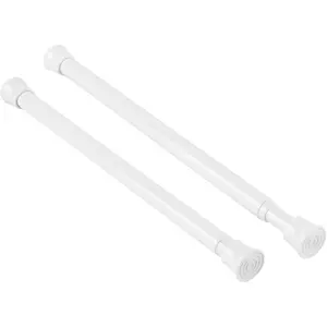 2 Pack Small Spring Tension Curtain Rod Adjustable 11.5 to 16.5 Inch, Thin Short Tension Rods No Drill for Window, White
