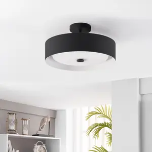 Lynch 3 Light Black and White Semi Flush Mount 17 in. Ceiling Fixture