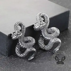 GTHIC Vintage Python Stainless Steel Snake Pendant for Men Women Statement Jewelry Daily Wear