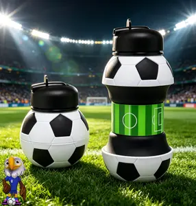 2026 USA‑Canada‑Mexico World Cup Football Collapsible Water Bottle Leakproof Portable Sports Cup for Outdoor Gym Travel Soccer Fan Gift