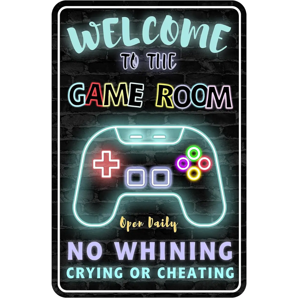 Gaming Room Metal Sign Gamer Wall Decor For Boys Game Room Bedroom Gamers Aluminum Rust 12" X 8"