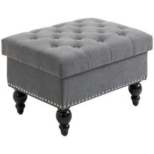 Soft cushioned multi purpose tufted ottoman stool stable structure perfect indoor entertainment scene rest placing