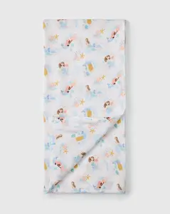 Loulou lollipop Muslin Swaddle in Sweet Mermaids Pattern Ultra Soft Bamboo & Cotton 47x47 for Car Seat Nursing Cover OEKO-TEX Certified