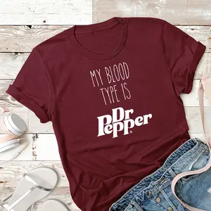 Women’s Soda Lover Letter‑Print Tee, Funny Casual Graphic T‑Shirt for Her
