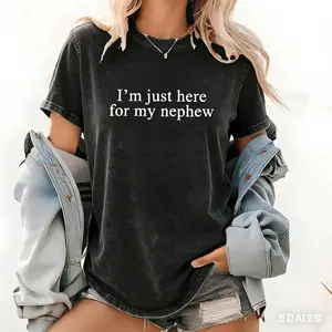 Humorous Family Tee for New Aunt Proud Auntie Shirt Gift for Nephew