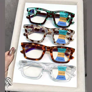 4-piece retro trend multi-focus reading glasses - leopard print frame & tortoiseshell frame, for both men and women, spring hinges, 0 to +4.00 magnification, essential for daily fashion and reading