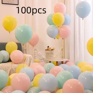 100pcs Soft Macaron Balloons Multicolor Latex Candy Balloons, Wedding Birthday Party Decoration, High Quality Glossy Smooth Surface