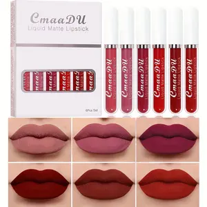 CmaaDu 6Pcs maquillaje  water  proof Matte Liquid Lipstick Set - Viral Transfer-Proof Long-Lasting Lip Gloss Kit, High Pigmented Nude & Red Shades for Daily & Party Makeup, Waterproof & Smudge-Proof Lip Tint for Women holiday