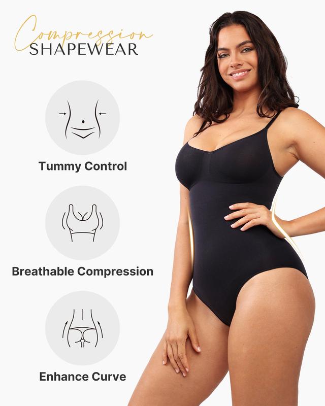 Shapellx Seamless Comfy Body Tummy Control Crotch Hook-and-Eye Closure Design Bodysuit  For Woman Shapewear Womenswear Buy One Get One Free breast Covers