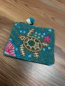 Turtle Seed Bead Coin Purse