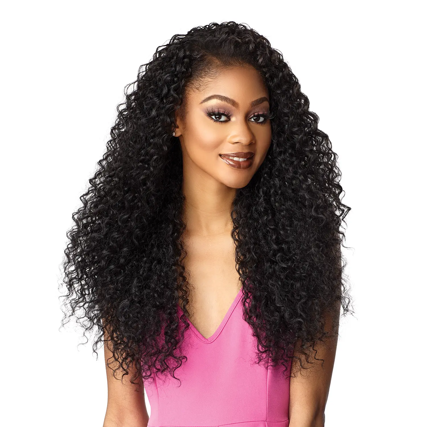 Sensationnel Half Wig - Instant Weave Drawstring Cap IWD 5, Synthetic Curly Hair Extensions with Curls, Adjustable Fit & Volume Boost