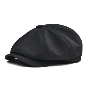 BOTVELA Newsboy Cap Men's Twill Cotton Eight Panel Hat Women's Baker Boy Caps Retro Big Large Hats Male Boina Green Beret