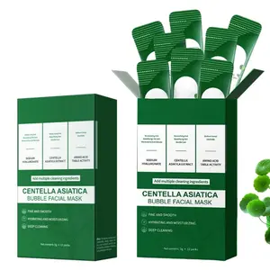 Centella Asiatica Bubble Face Mask, Centella Asiatica & Hyaluronic Acid for Moisturizing & Hydrating, Remove Black and Control Oil, Deeply Clean & Daily Smoothing (12PCS×4G)
