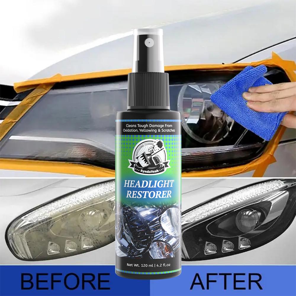 Automotive Headlight Restoration Cleaner, effectively cleaning oxidized yellowing and fine scratches, maintaining clear headlight brightness, slowing aging, eco-friendly and non-damaging, providing long-lasting protection for headlights