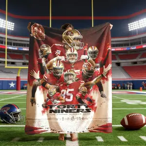 San Francisco 49ers Player Theme Flannel Blanket, Large Size, Soft Lightweight Warm, Perfect for Bed Sofa Office Camping Travel
