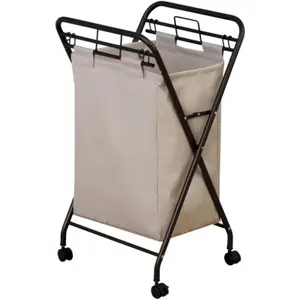 7172 Rolling Laundry Hamper with Canvas Bag| Antique Bronze Frame