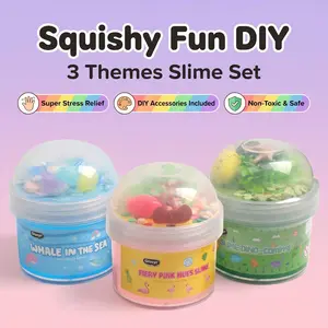 Soft Fun DIY Slime, 3 Unique Themes, Endless Play, Stress Relief, Non-Toxic, Safe, Includes Ocean, Flamingo, Dinosaur Series