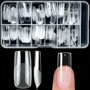 240pc Square Gel Nail Tips Medium Fake Nails for Press on Nails Clear Acrylic Nails Tips, 12 Size Full Cover Nail tips Square Soft Gel Nail Tips False Nails Extension Artificial Fingernails