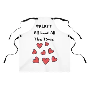 #ALATT Apron - All Love All The Time 100% Polyester with Black Twill Straps & Red Heart Design for Cooking and Baking