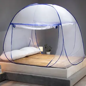 Portable 12 Inch Folded Pop Up Mosquito Net Tent, Double Entry for King Queen Size Bed, Ideal for Camping Travel 71"x79"x59"
