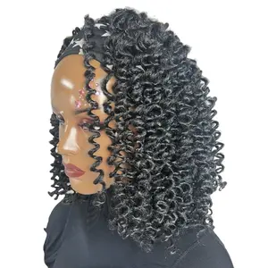 Short Curls Spiral Spring Curl Curly Headband Braided Wigs For Black Women 12"