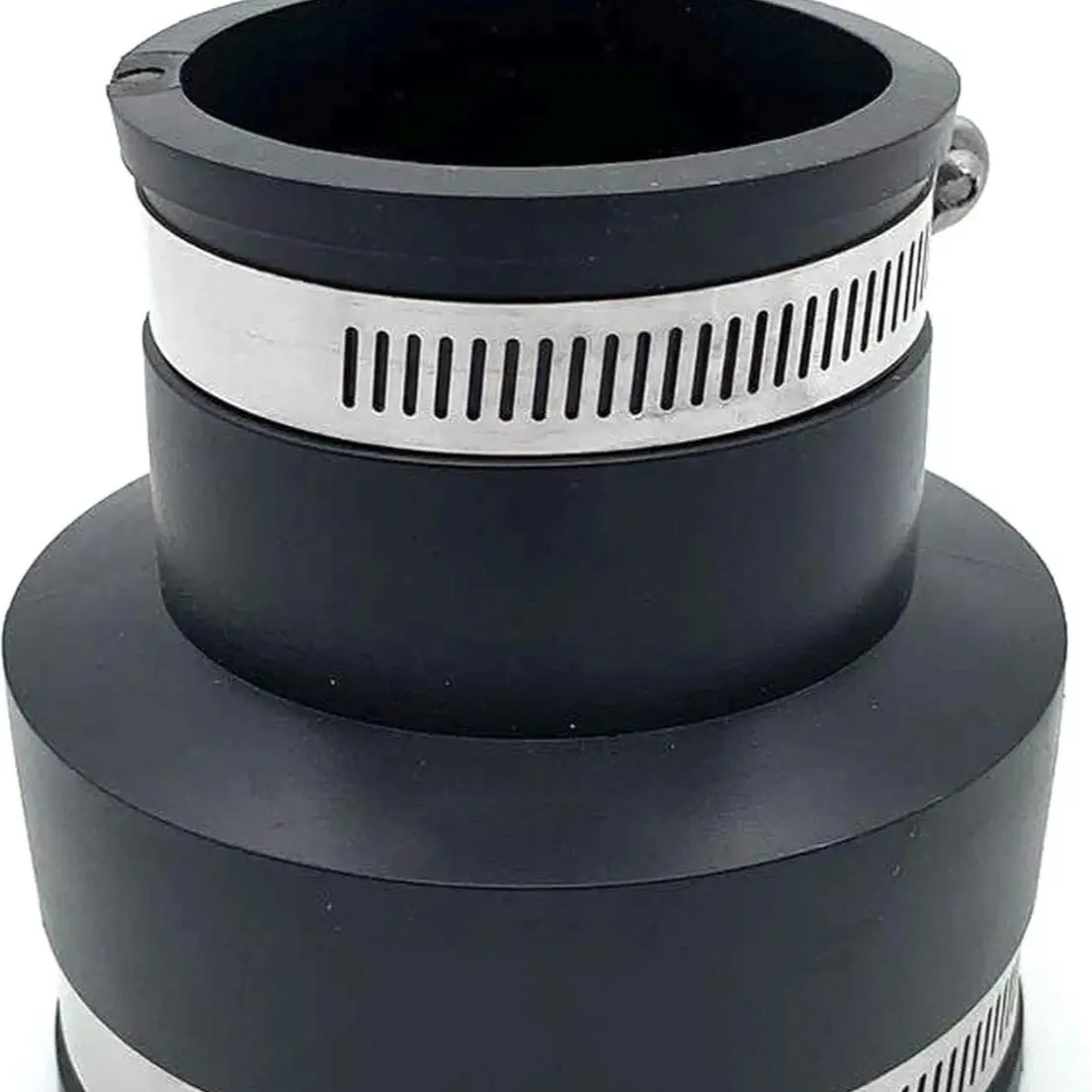 Flexible PVC Rubber Coupling with Stainless Steel Clamps 3 x 2 Inch Black