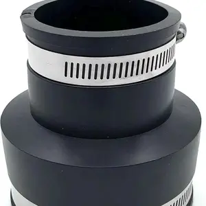 Flexible PVC Rubber Coupling with Stainless Steel Clamps 3 x 2 Inch Black