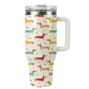Dog moms NEED this 40oz dachshund tumbler, Hot coffee 12H, iced drinks 24H, cutest travel cup ever! Insulated Travel Drinkware