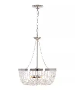 Alsy 16"W 4-Lights Bling Polished Nickel Pendant Chandelier with Crystal Glass Beads