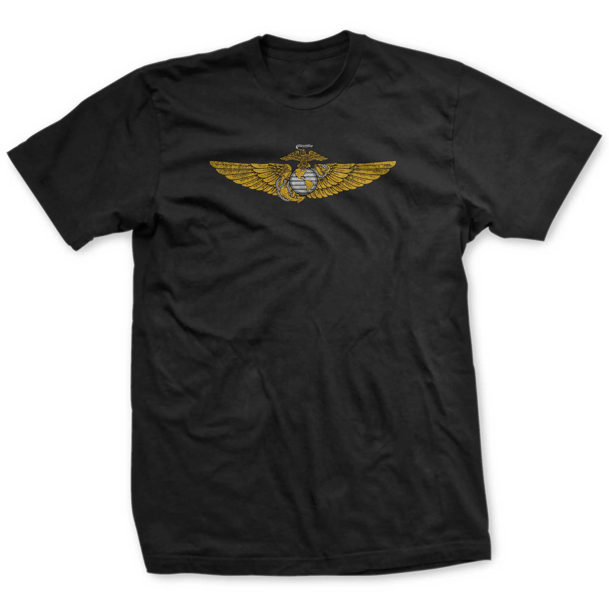 Menswear Short-Sleeve Round Neck T-Shirt, USMC Aviation Wings Graphic Top, Marine Corps Pilot Insignia Tee, Veteran Support Gift, Patriotic Casual Everyday Outfit