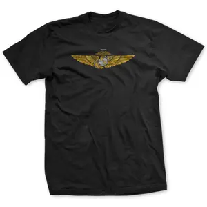 Menswear Short-Sleeve Round Neck T-Shirt, USMC Aviation Wings Graphic Top, Marine Corps Pilot Insignia Tee, Veteran Support Gift, Patriotic Casual Everyday Outfit