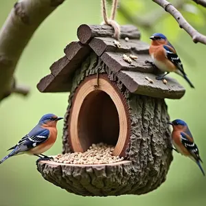 Innovative Bird Feeder Resembling Tree Stump, Ideal for Gardens and Balconies, Attracts Hummingbirds and Sparrows, Winter Season Use