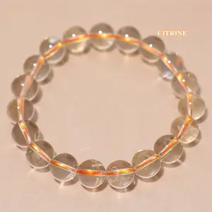 Natural Brazilian Citrine Bracelet, 7.5 Inches  Golden Crystal for Wealth and Luck • Dainty & Elegant for Daily Wear, Dates, Parties & Gifts. Soft Aesthetic, Lightweight, Comfortable Elastic Fit. Perfect Accessory for Her