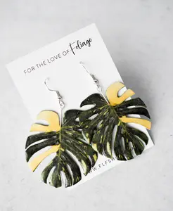 Monstera Thai Constellation Plant Earrings | Handmade Leaf Earrings