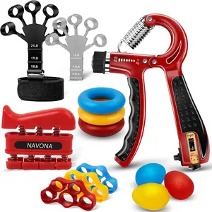 13 PCS Grip Strength Trainer Kit, Hand Gripper Strengthener, Forearm Strengthener, Finger Strengthener, Finger Exerciser, Stress Relief Ball, Forearm Workout Ring for Muscle Building and Injury Recover Navona