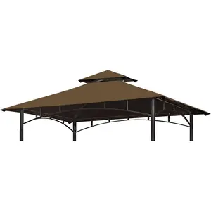 Grill Gazebo Replacement Canopy Top -  5x8 Gazebo Roof Double Tiered Outdoor BBQ Roof Cover Grill Shelter Only Fit for Model L-GG001PST-F (Brown)