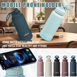 1 Pc 32 Oz Insulated Water Bottle Thermo Tumbler With Magnetic Lid, Magnetic Cell Phone Holder, With Silicone Case, Keeps Drinks Hot For 12 Hours And Cold For 24 Hours, 6 Colors Available, Outdoor Accessories, Perfect Birthday And Holiday Gifts