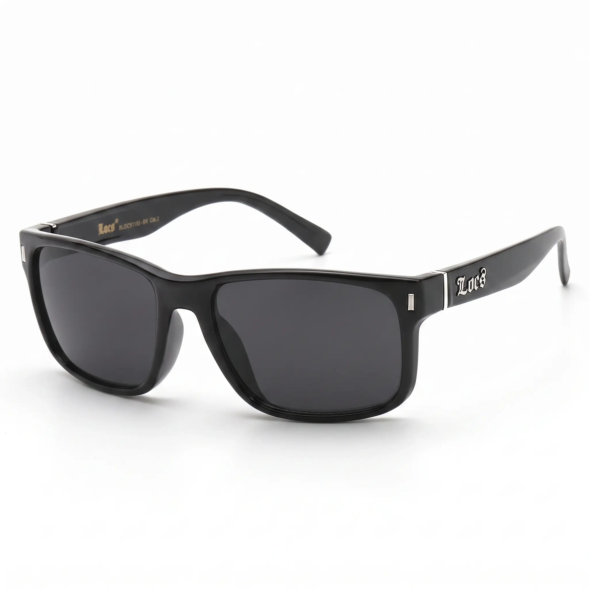LOCS Rectangular Wrap Shades All Matte Black Metal Logo Junction Dark Smoke Lens Classic OG Style Biker Hardcore Hip Hop Rapper Cholo Lowrider Unisex Sunglasses | Authentic Original Genuine LOCS