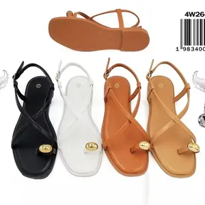 Women's Comfortable T-Strap Sandals with Gold Buckle Walking Shoes Casual Summer Footwear for Girls Lightweight Weight Active