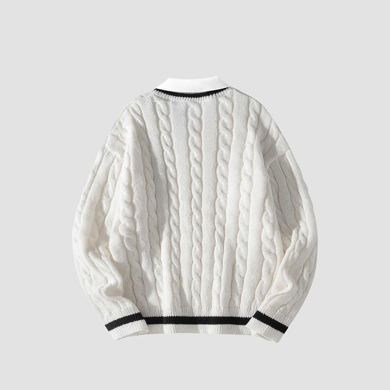 2026 #Springfresh Autumn Winter Men's Polyester Cable-Knit Sweater Soft Skin-Friendly Trendy Casual Formal Shirt Collar Pullover