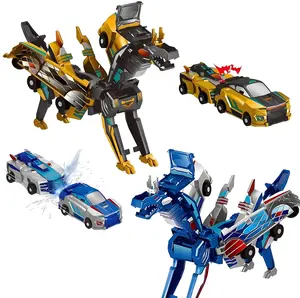 2pcs Dinosaur Collision Transforming Car Toy,Magnetic Cars Transform Into Dinosaurs,Transforma tion Car Toys for Boys & Girls with Transform Feature,Party Gift for Birthday,Christmas